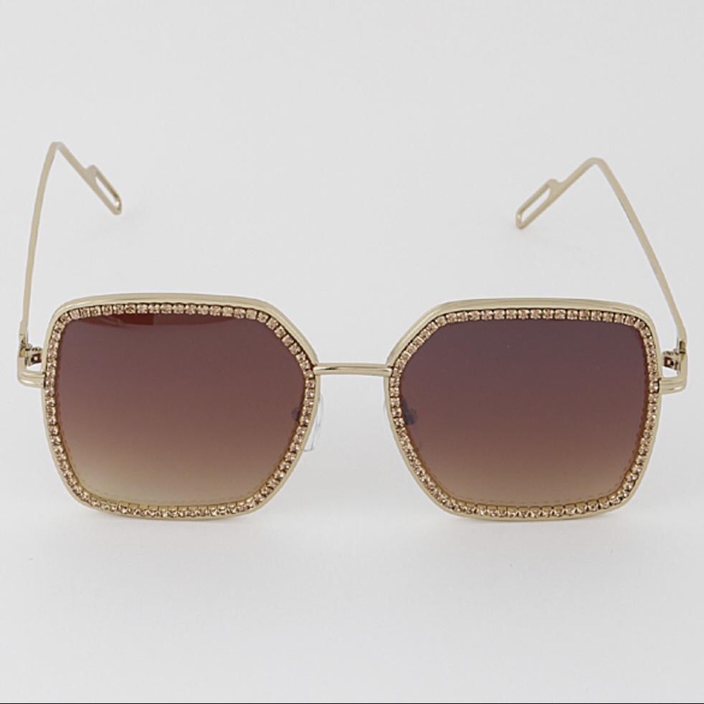 FASHION SQUARE FRAMES WITH SWAROVSKI CRYSTALS GOLD ON GOLD